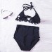 Inverlee Women Lace up Bikini Set Push-up Padded Bra Mesh Swimsuit Bathing Suit Swimwear Black B07BF6T5YG